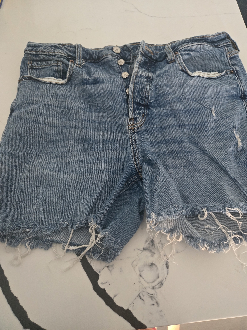 Old Navy Distressed O.G. Straight  Denim Shorts - Light Blue